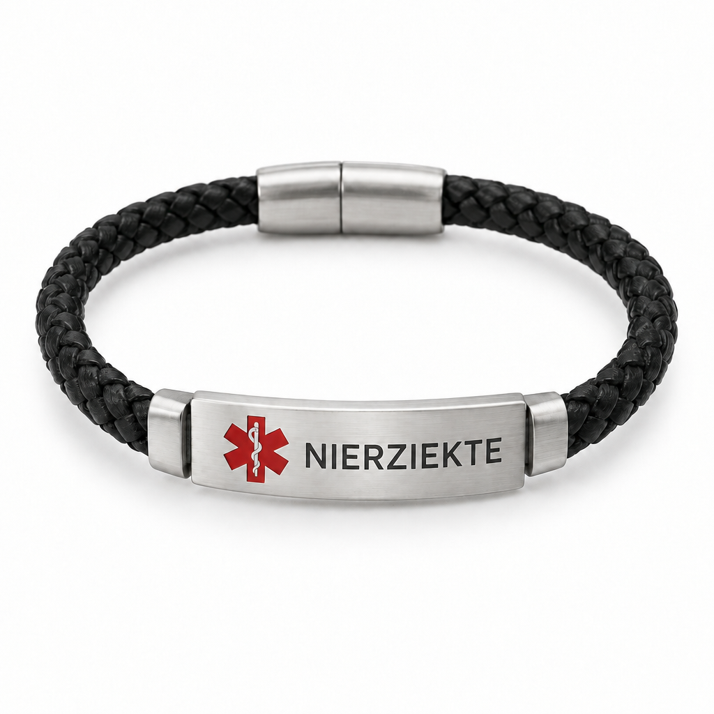 Nierziekte (CKD) Gevlochten Armband – Zwart