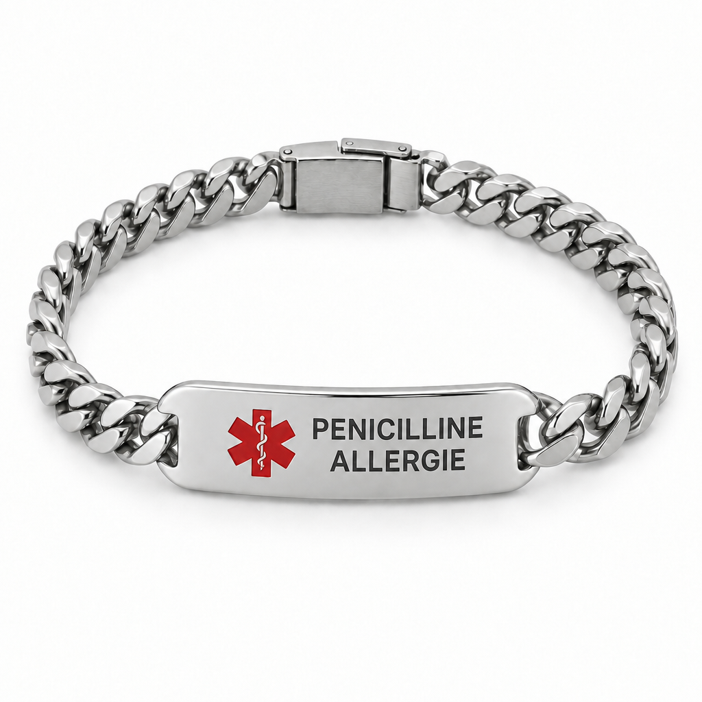 Penicilline-allergie Schakelarmband – Zilver