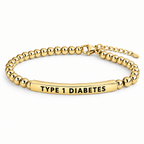 Goudkleurige diabetes armband met gravure TYPE 1 DIABETES