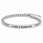 Zilveren diabetes armband met gravure TYPE 2 DIABETES