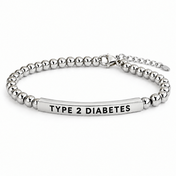 Zilveren diabetes armband met gravure TYPE 2 DIABETES