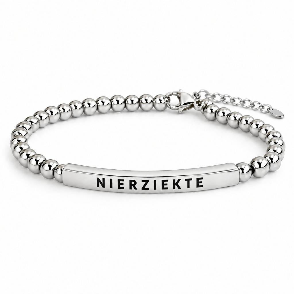 Zilveren nierziekte armband met gravure NIERZIEKTE