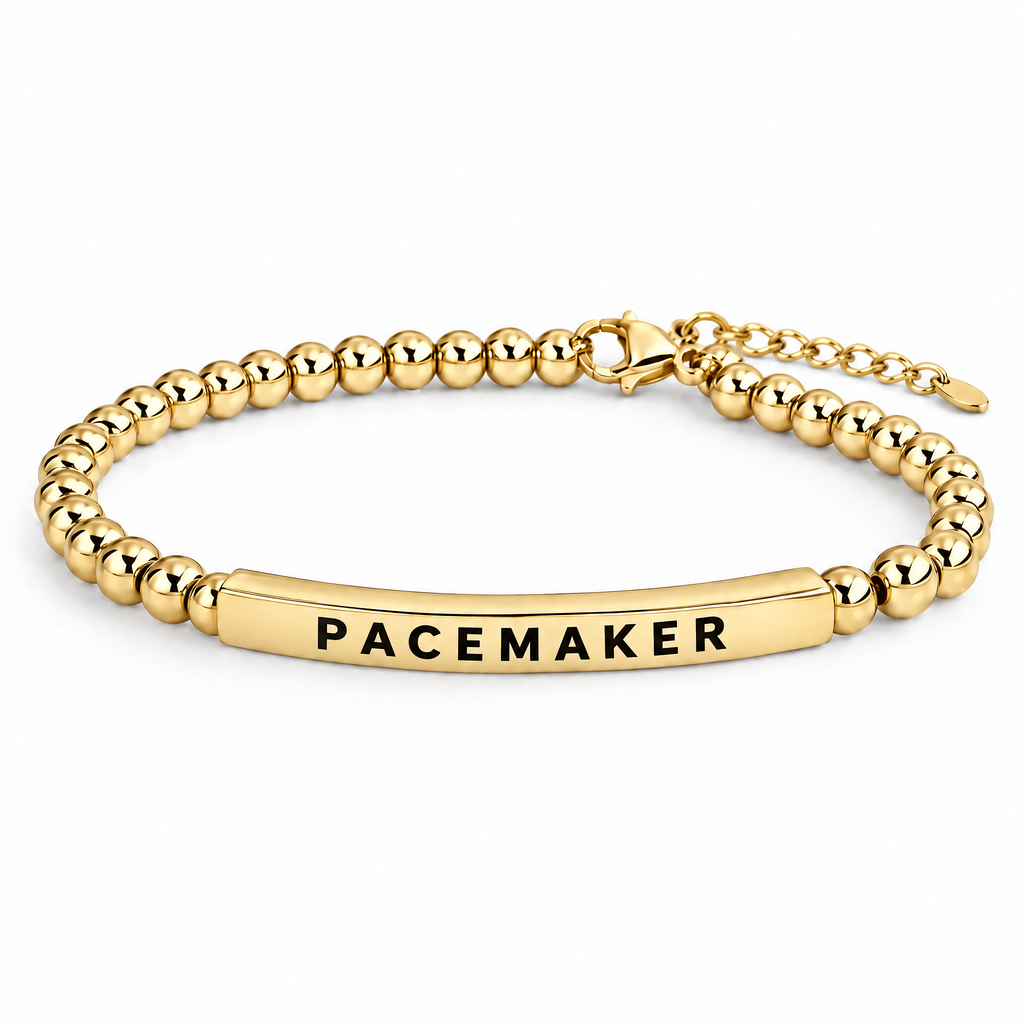 Goudkleurige pacemaker armband met gravure PACEMAKER