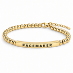 Goudkleurige pacemaker armband met gravure PACEMAKER