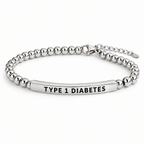 Zilveren diabetes armband met gravure TYPE 1 DIABETES