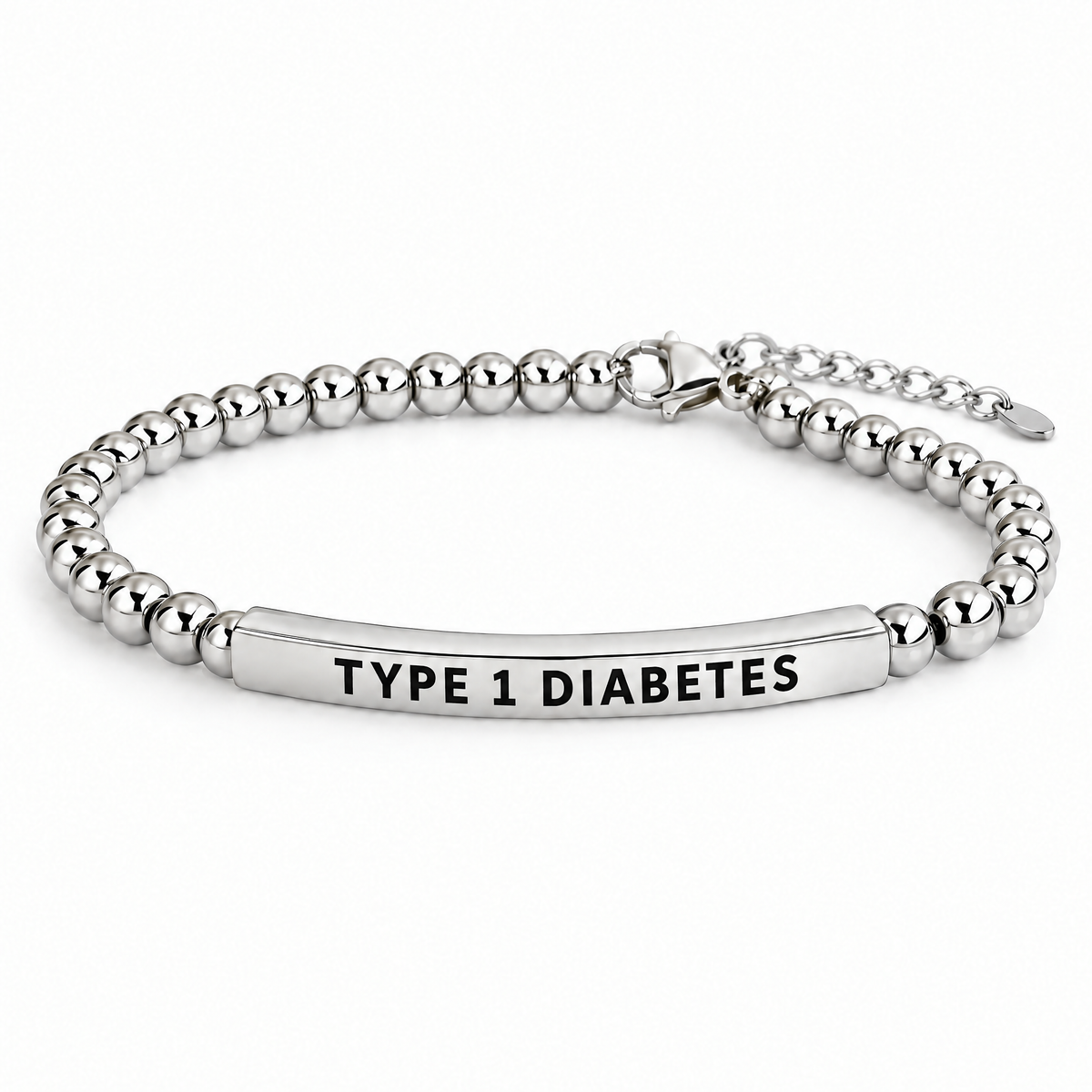 Zilveren diabetes armband met gravure TYPE 1 DIABETES